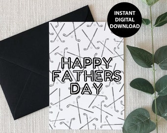 Golf, Happy Fathers Day Card, Golfer, Printable, Digital Download