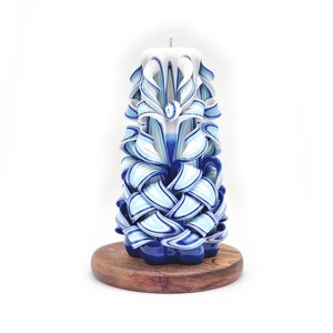 Carved Candle, Blue Vase, Birthday Gift, Handmade gift, Decoration