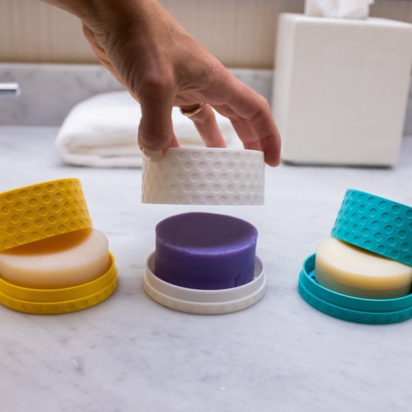 Travel Ready Round Shampoo Bar Holder with Lid, Soap Saver