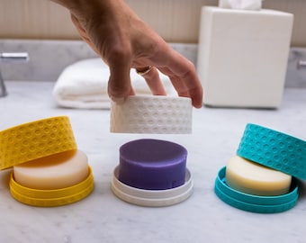 Travel Ready Round Shampoo Bar Holder with Lid, Soap Saver