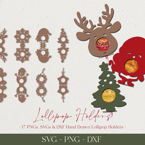 Christmas Lollipop Holder svg, Reindeer Chocolate Holder svg, Santa Claus Candy Holders svg, Christmas tree Ornament svg