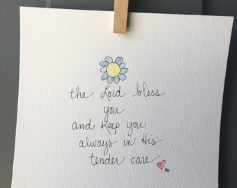 Numbers 6:24 - handmade watercolor Scripture art- The Lord bless you and keep you always - Bible verse - Bible wall art - original