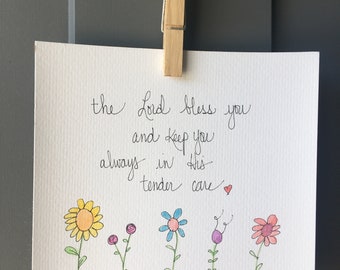 Numbers 6:24 - handmade watercolor Scripture art- The Lord bless you and keep you always - Bible verse - Bible wall art - original