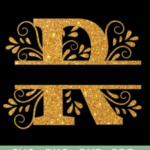 R-Gold Glitter Split Alphabet Letter SVG, DXF Monogram