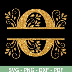 O-Gold Glitter Split Alphabet SVG, O monogram,  O letter, DXF Downloadable File /Monogram
