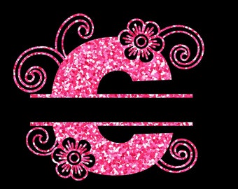 C-Glitter Split Alphabet, C monogram, C letter, SVG, DXF Downloadable File /Monogram
