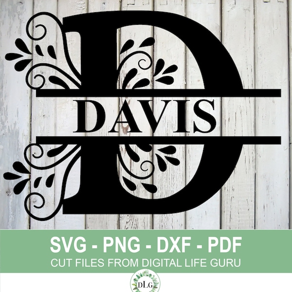 D-Split Alphabet, D monogramma, D letter, SVG, DXF File scaricabile