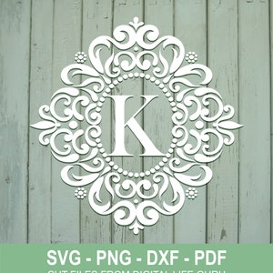 Letra do alfabeto K SVG, monograma DXF