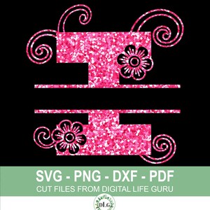 I-Glitter Split Alphabet SVG, I monogram,  I letter, DXF Downloadable File /Monogram