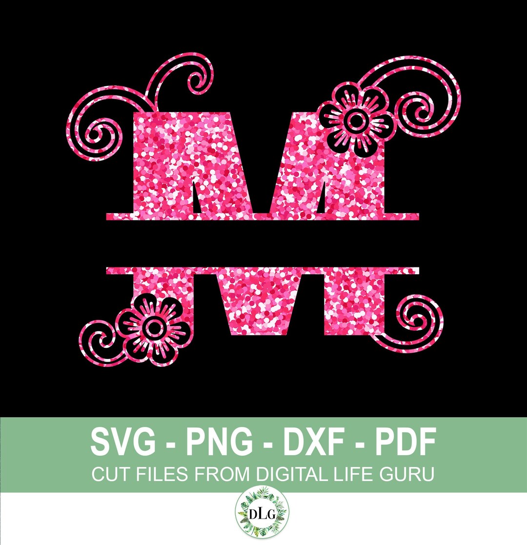 M-glitter Split Alphabet Letter SVG, DXF Monogram - Etsy