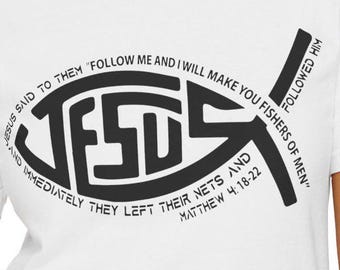 Koszulka z motywem wiary Jesus Fish, idealna dla chrześcijan, prezenty religijne, odzież z wersetami biblijnymi, koszulka unisex, duchowe wsparcie