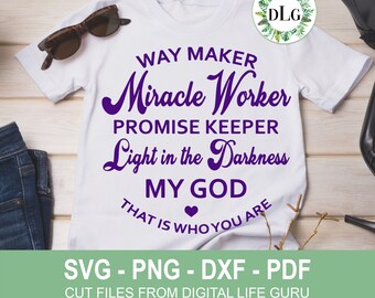 Waymaker SVG, DXF Miracle Worker, download instantâneo, corte de vinil, arquivo cortado para circuito, silhueta / Compre 3 e ganhe 30% de desconto no cupom = BUY3GET30