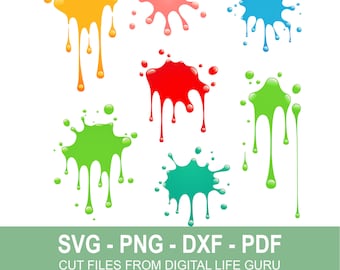 Paint Splatter SVG, DXF Downloadable File's / Buy 3 Get 30% off Coupon=BUY3GET30
