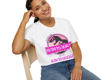 Mamasaurus Jurassic T-Shirt, Mama Dinosaur Tee, Prezent na Dzień Matki, Unisex Graphic Top, Koszulka rodzinna