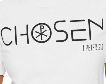 Wybrana koszulka unisex z barwionym ubraniem, odzież chrześcijańska, koszulka z motywem inspiracji, prezenty religijne, odzież z wersetami biblijnymi