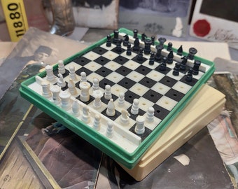 Beautiful authentic travel pocket chess,, 1988s vintage antique