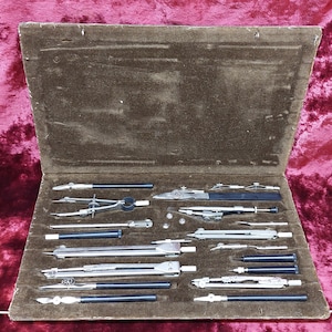 Vintage Drawing Tools Compass Set School Supplies Descriptive Geometry Compass Drawing Tools Engineer Architect Gift