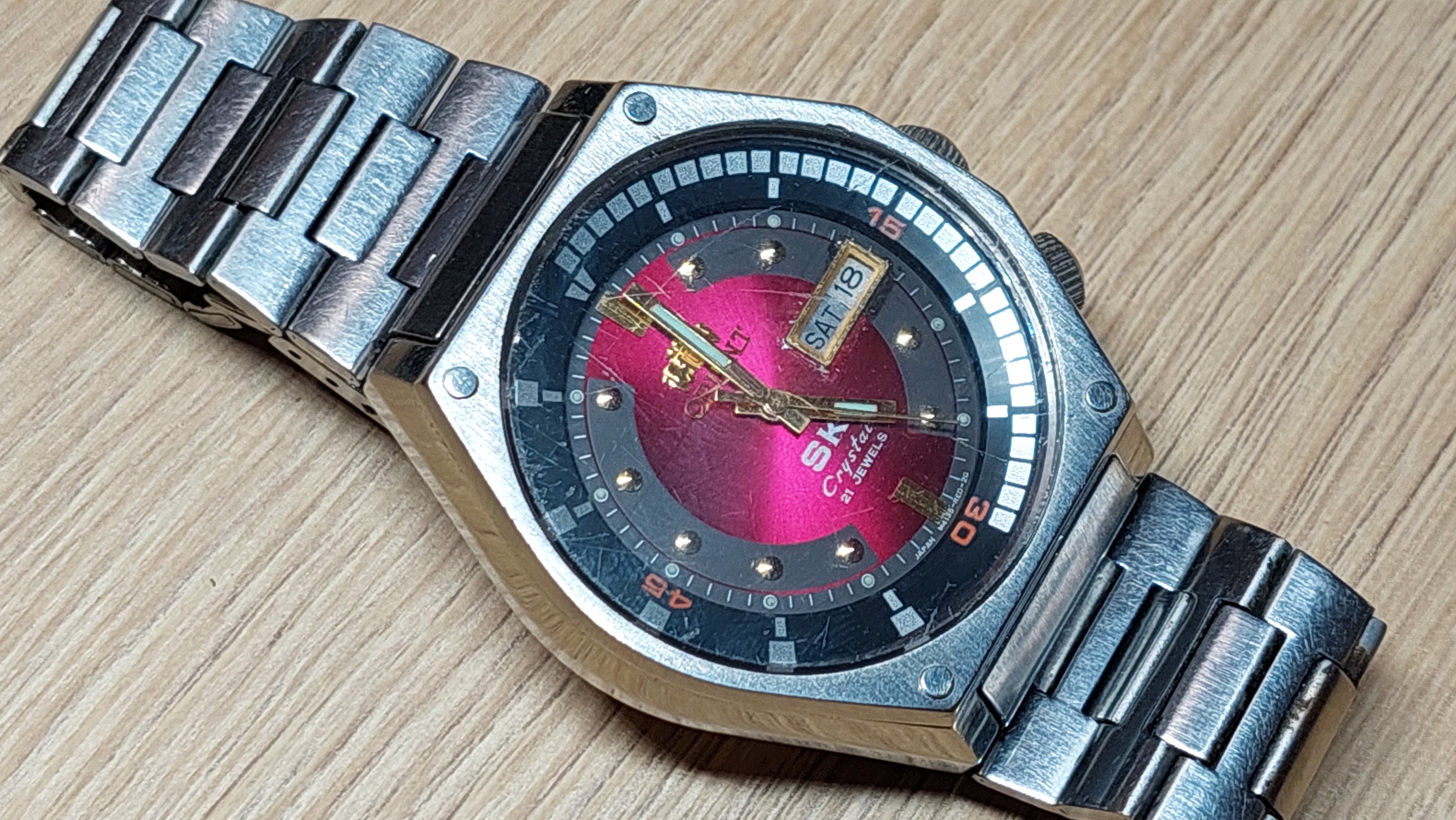 Japanese Watch Orient SK Sea King Crystal KD King Diver Red Dial Watch Served