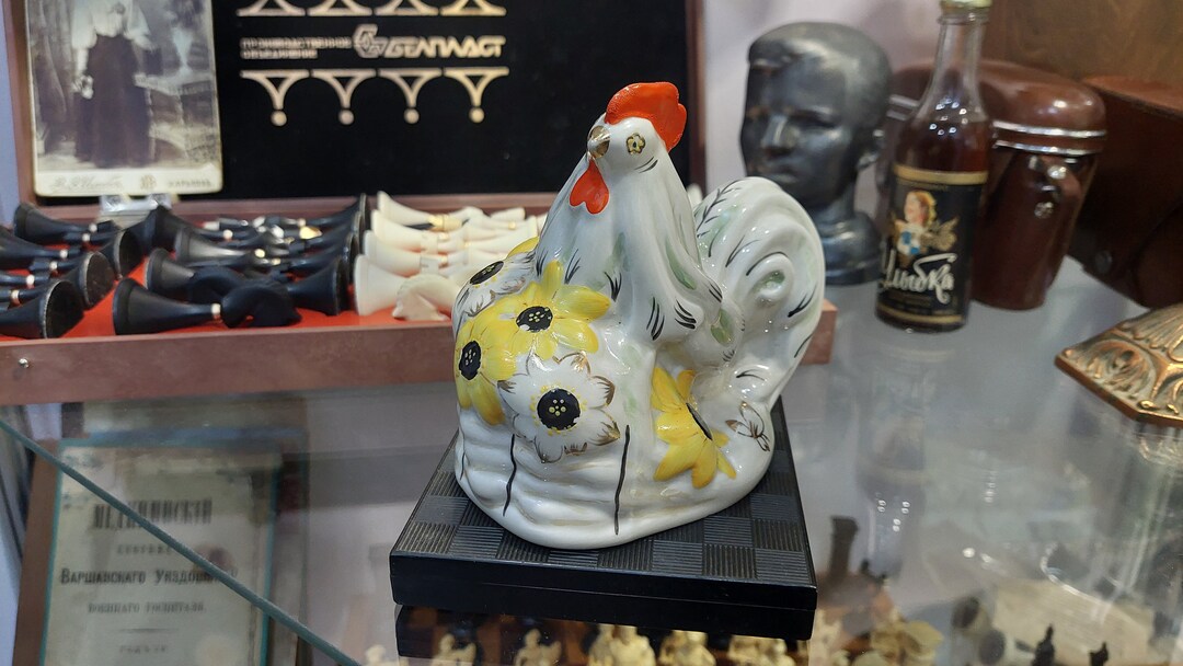 Ukrainian Rooster With Sunflowers. Porcelain Figurine Etsy