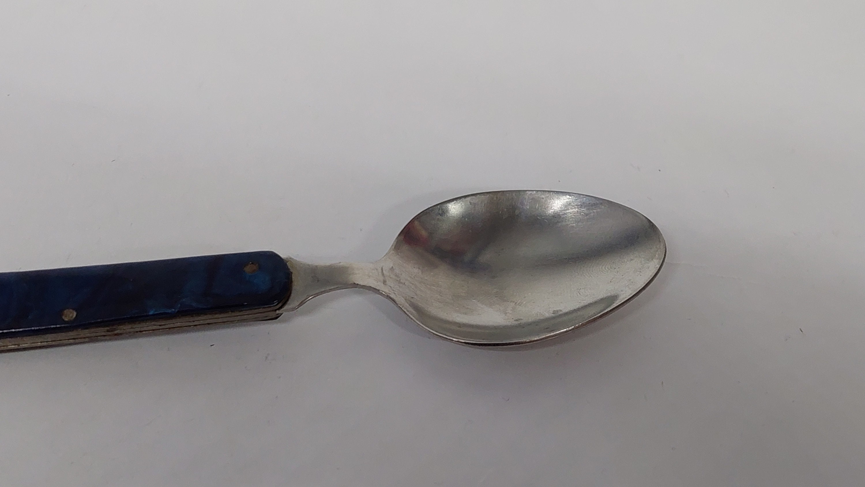 Ancienne Cuillère Pliante Vintage – Camping, Randonnée – Origine France, 16,6 Cm