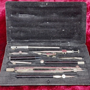 Vintage Compass Set School Supplies Drawing Tool Set Descriptive Geometry Compass Drafting Tools Architect Architect Gift