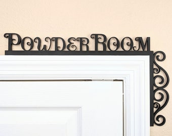 Powder Room Door Topper Made of Wood / Over the Door Sign / Powder Room Sign