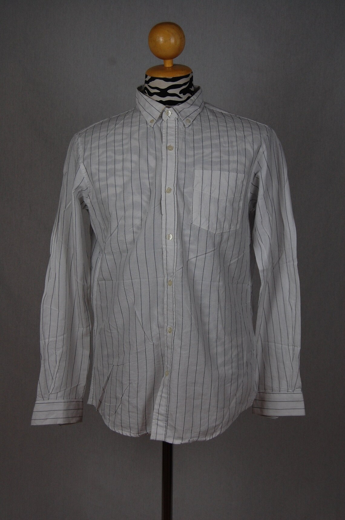 Men's Vintage Shirt white with black stipes Etsy
