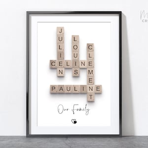 Personalised Scrabble Print, custom letter tile prints, family name art, birthday gift, crosswords puzzle poster, personal gift for him her image 5