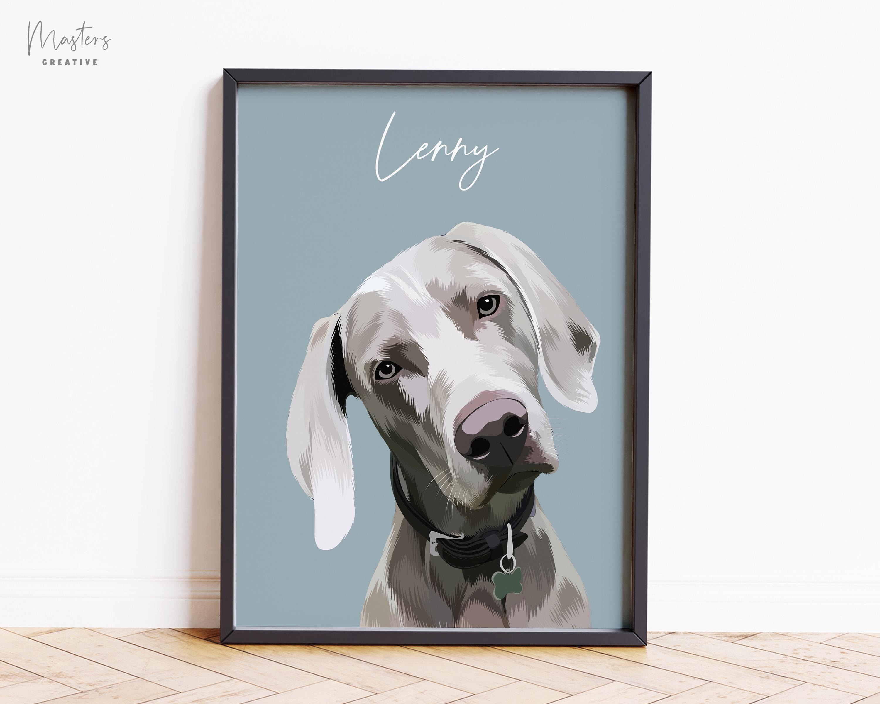 Pet Portrait, Hand-illustrated Custom Portrait, Personalized Dog Wall Art, Pet Memorial Ideas, Digital or Print, Couple Gift