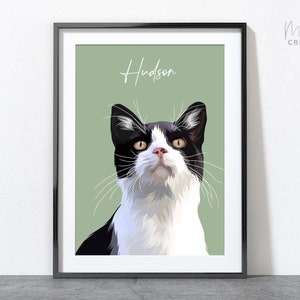 Custom Cat Portrait, Personalised Pet Illustrations, Pet Memorial, New Pet Gift, Pet Lover gift ideas, Pet Portrait’s, Hand Illustrated