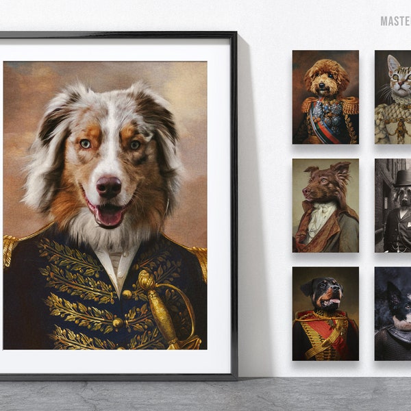 Individuelles Hundeportrait, Haustierportrait königlich, Historisches Haustier Portrait, Lustiges Haustiergeschenk, Königliches Haustierportrait