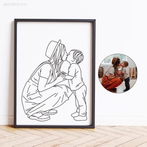 Benutzerdefinierte Line Art Portrait vom Foto, personalisiertes Porträt, Geschenk für sie, Digital Zeichnung, Familien Illustration, Hochzeitsgeschenk, Geschenk für ihn