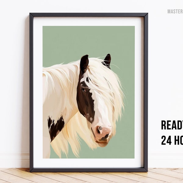 Custom Horse Pet Portrait Using Photo, Personalised Print Equestrian Portrait, Horse Portraits, Gifts for Horse Lovers, Pet Memorial Gift