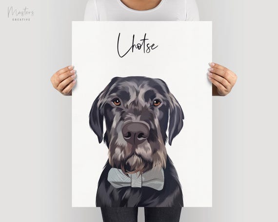 Custom Hand-Drawn Pet Portrait Illustration, Dog Cat Wall Art (Digital Download or Print)