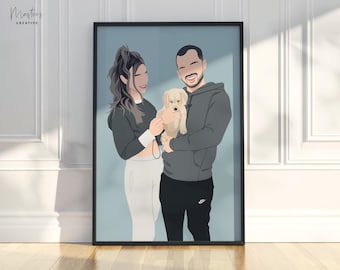 Custom Faceless Portrait, Personalised Digital Illustration From Photo, Unique Couple Gift, Hand-Drawn Art Print