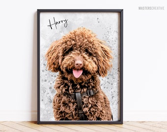 Personalisiertes Aquarell Haustier Portrait, Personalisiertes Hunde Portrait, Haustier Illustration, Geschenk für Tierliebhaber, Geschenk für Freund, Freundin Geschenk