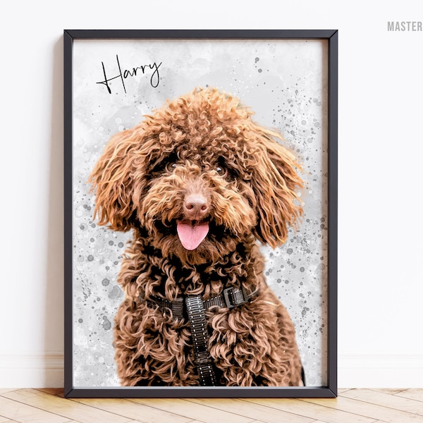 Personalised Watercolour Pet Portrait, Custom Dog Portrait, Pet illustration, Pet Lover Gift, boyfriend gift, girlfriend gift