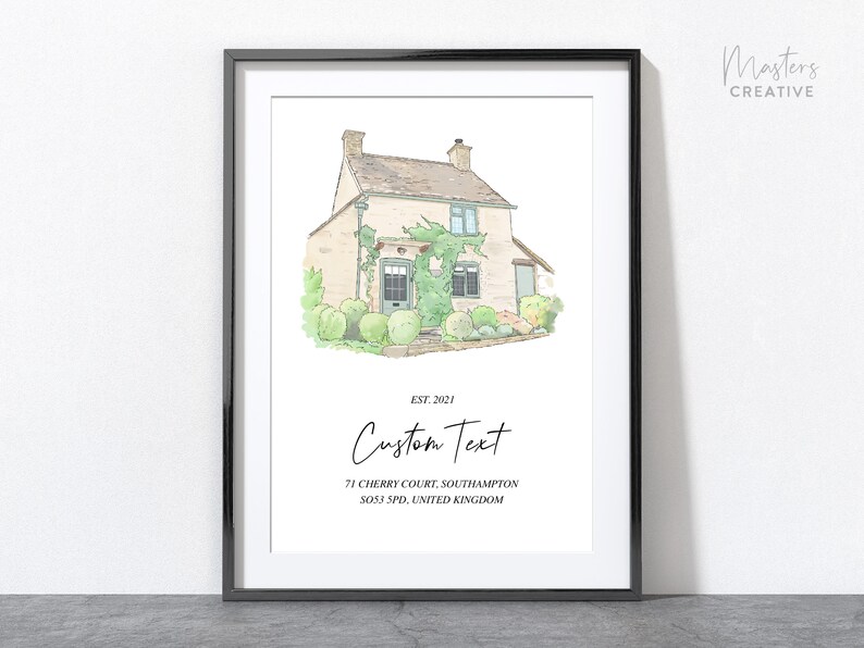 Custom House Portrait, Personalised Housewarming Gift, Building Illustration Sketch, First Home Gift, Watercolour drawing, House Portrait image 2