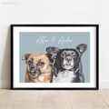 Custom Pet Portraits, Multiple Pets on a Portrait, dog drawing, dog lover prints, pet memorial art, personalised pets dog cat