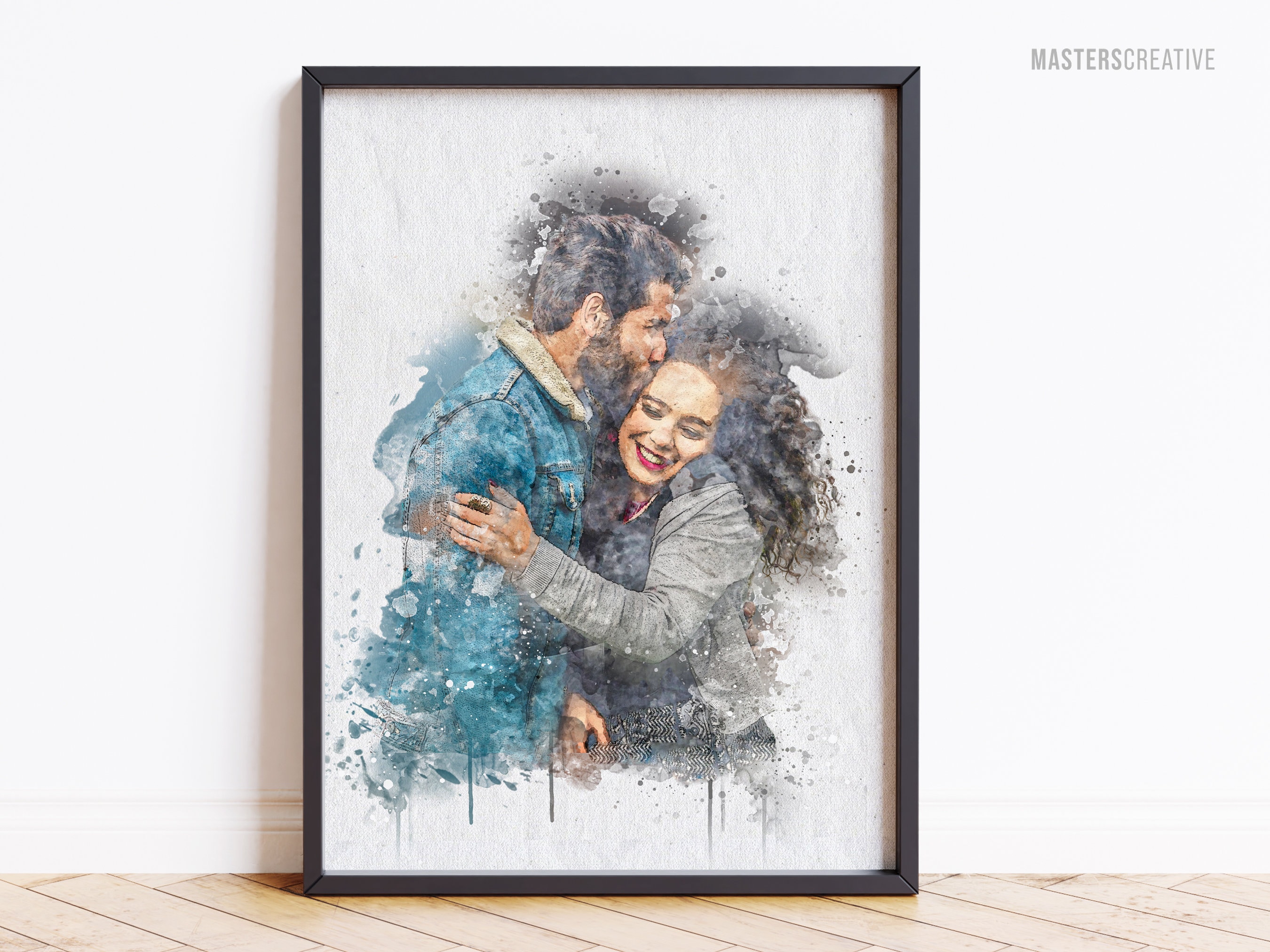 Personalized Watercolor Couple Painting Portrait From Photo, Custom  Anniversary Wedding Gift for Wife Husband Couple, Custom Family Portrait 