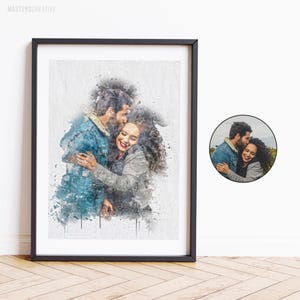 Gepersonaliseerd aquarelportret, portret aangepaste foto, jubileumcadeau, aangepaste bruiloft illustratie, cadeau vriendje, cadeau vriendin