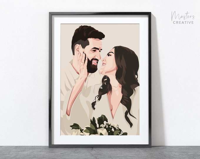 Custom Family Portrait, Hand illustrated Art, Personalised Wedding Photo, Custom Drawing, Christmas Gift, Custom Portrait, Boyfriend Gift