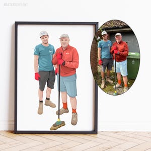 Aangepast familieportret, met de hand geïllustreerde kunst, gepersonaliseerde trouwfoto, aangepaste tekening, kerstcadeau, aangepast portret, cadeau vriendje