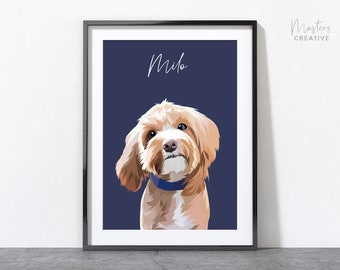 Custom Pet Portrait Print, Personalised by Hand, Dog Prints, Pet illustration, Pet Lover Gift, dog owner gift ideas