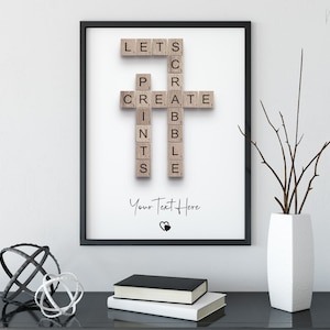 Personalised Scrabble Print, custom letter tile prints, family name art, birthday gift, crosswords puzzle poster, personal gift for him her image 10