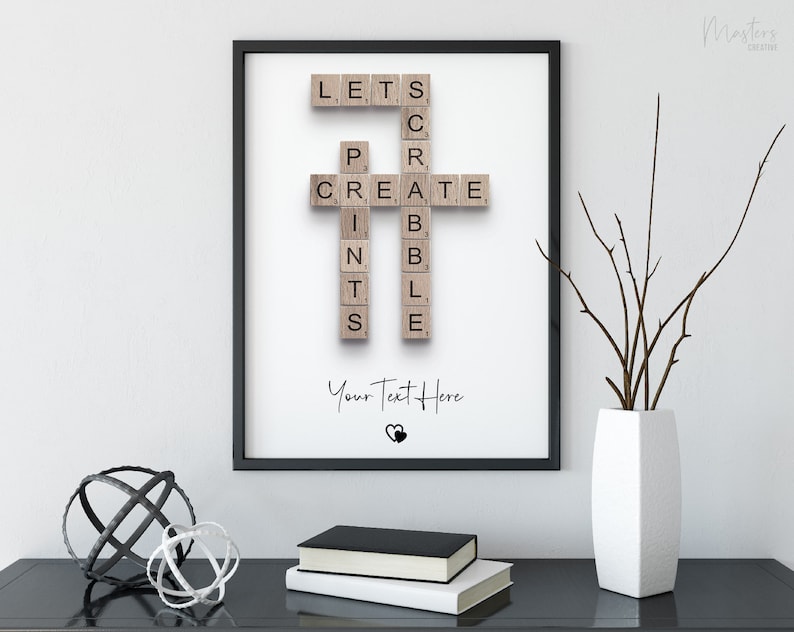 Personalised Scrabble Print, custom letter tile prints, family name art, birthday gift, crosswords puzzle poster, personal gift for him her image 10