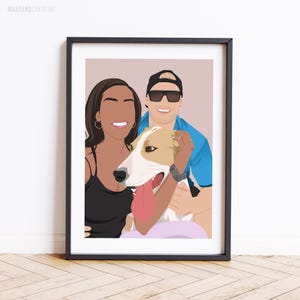 Faceless Portrait with Pet, custom pet portrait, personalised family photo, unique gift ideas, faceless print, boyfriend, girlfriend gift