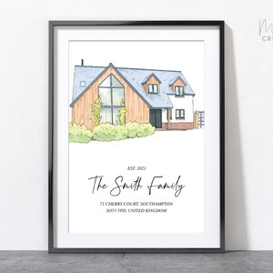 Custom House Portrait, Personalised Housewarming Gift, Building Illustration Sketch, First Home Gift, Watercolour drawing, House Portrait image 3