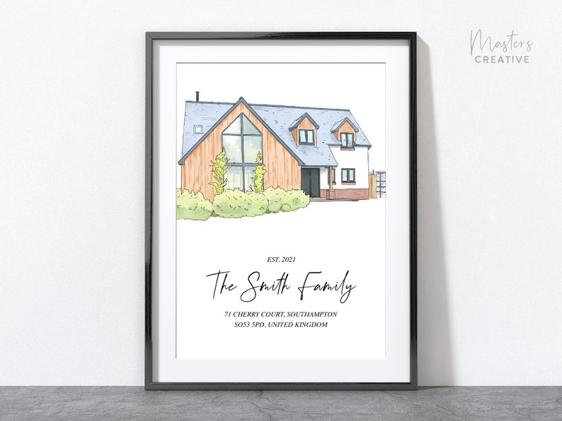 Custom House Portrait, Personalised Housewarming Gift, Building Illustration Sketch, First Home Gift, Watercolour drawing, House Portrait image 3