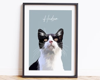 Custom Cat Portrait, Personalised Pet Illustrations, Pet Memorial, New Pet Gift, Pet Lover gift ideas, Pet Portrait’s, Hand Illustrated